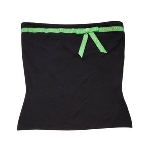 INC Black Silk Tube Top W/Green Polca Dot Bow Size M